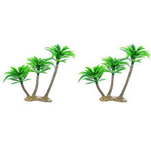 2St Plastic Kokosboom Groen Miniatuur Voor Decoratie En