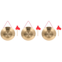 3Sets Traditioneel Percussie Instrument, Gouden Hand Gong Met Hamer
