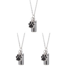 3St Rvs Urn Ketting Zwart Huisdier As Bewaarpot