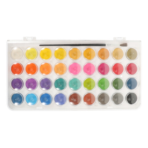 1Set Wit Waterverf Palet Nylon Plastic Draagbare Tekenset