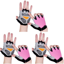 3Paren Paar Roze Halfvinger Handschoenen Ademend Outdoor Fietsen