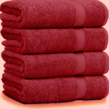 (Red, 4-Piece) 500GSM Egyptian Cotton Bath Sheets 70x140cm – Super Soft, Ultra-Absorbent Towels for Bathroom, Gym & Hotel Use (Pack of 1,2,3,4,6,8)