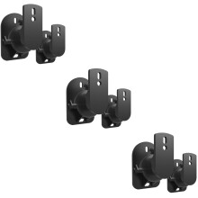 3Paires Support Mural Enceintes Noir Design Élégant Pour