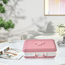 Portable Wheat Straw Medicine Organizer Box Pink 6 Compartments
