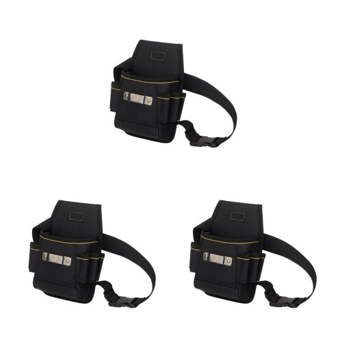 3Pièces Ceinture Maintenance Outils Noir Toile Durable Multi-Usage