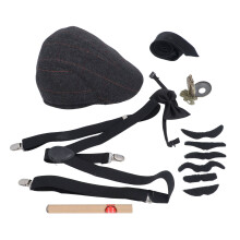 Kids Old Man Costume Set with Beards, Adjustable & Self-Adhesive