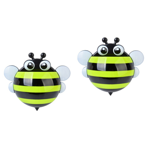 2Pcs Green Toothbrush Stands Cartoon Wall Storage