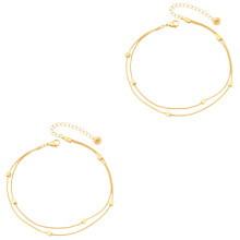 2Pièces Chaînes Chevillères Dorées Double Couche Pour