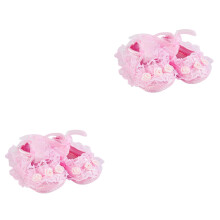 2Paires Chaussures Lacées Rose Adorables Robustes Bébé