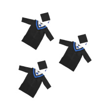 3Pièces Costume De Remise Diplômes Noir Et