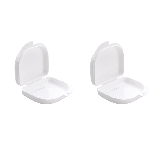 2Pièces Boîte À Dentier Blanche Ventilée Pour -Bouche Résistante