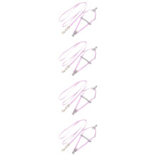 4Sets Small Dog Harness and Leash Pink Adjustable Durable Outdoor Use