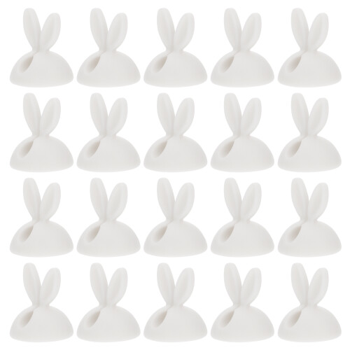 20Pièces Clips De Gestion De Câbles Tpr Blanc Design Lapin