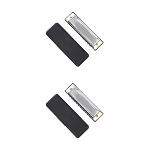 2Pièces Harmonica 20 Notes Métal Argent Pour Enfants Et Débutants
