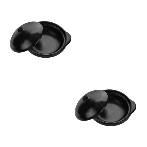 2Pièces Casseroles Céramiques Noires Multi-Usages Ergonomique