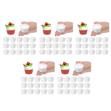 100Pièces Modèles Faux Cupcakes Mousse Blancs Réutilisables DIY Maison