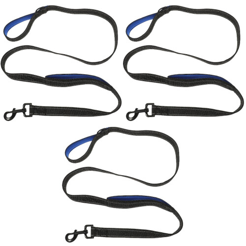 3Pièces Laisse Pour Petit Medium Avec Boucle Métal Rotative Noir