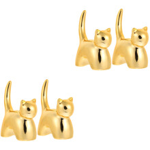 4Pièces Support Bagues Chat Doré Compact Et Décoratif Pour Bijoux