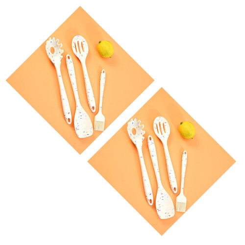 2Pièces Spatules Silicone Pour Spaghetti, Ustensiles Cuisine Blancs