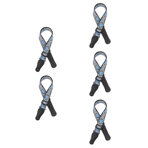 5Pièces Bretelle Guitare Coton Bleu Épaisse Durable Et Ajustable