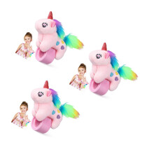 3Pièces Bracelets Slap Rose Peluche Licorne Confort Et Jeu Enfant