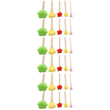 15Ensembles Pinceaux Dessin Éponge Bois Colorés Accessoires Peinture