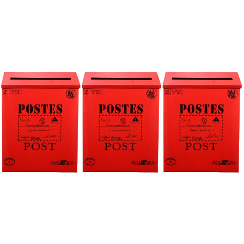 3Pièces Boîtes À Lettres Rouges Décoratives Pour Maison