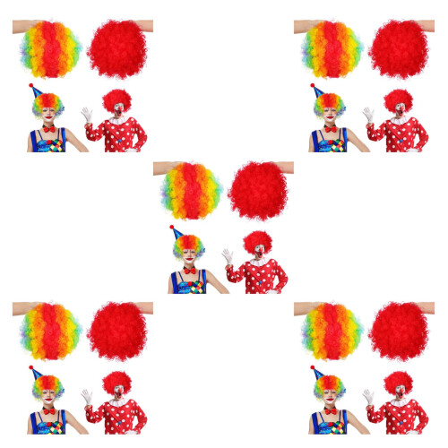 10Pièces Perruques Afro Clown Souples Multicolores Pour Cosplay