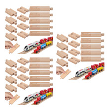 54Pièces Rails Bois Train Enfant Jeu Couleurs Variées