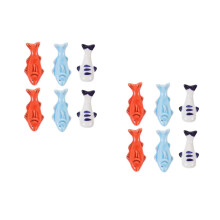 12Pièces Porte-Baguettes Céramique Décor Poisson Coloré Style Japonais