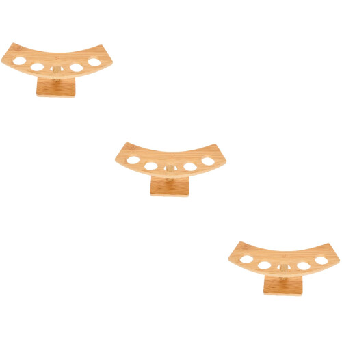 3Pièces Support Présentation Cônes Glace En Bambou Bois Couleur Kaki