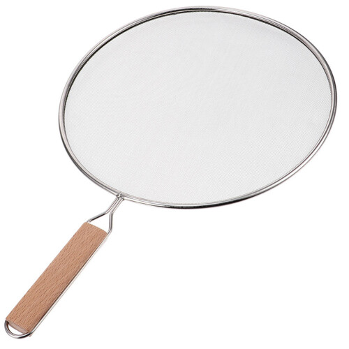 2Pièces Écran Anti-Projection Huile Fine Manche Bois