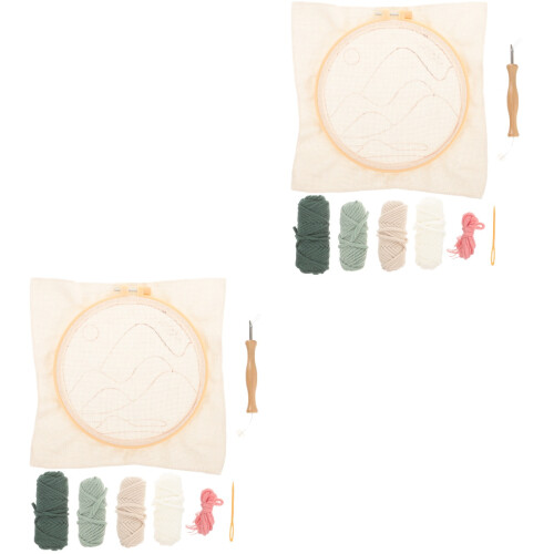 2Ensembles Ensemble DIY Punch Needle Kits Faciles En Bois Coton Assortis