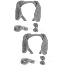 2Ensembles Ensemble Animal Gris Cosplay Pour Enfants Oreilles Queue