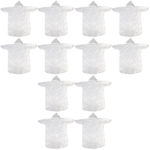 12Pièces Poncho Jetable Transparent Unisexe Durable Et