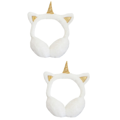 2St Unicorn Oorbeschermers Winter Wit Decoratie