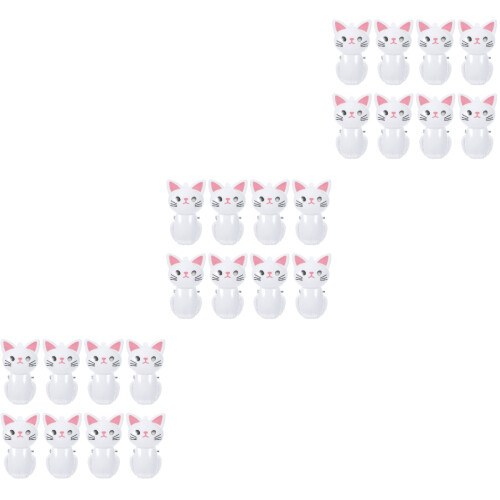 24Pièces Clips Multiples Blancs Chats Pour Fermeture Sacs