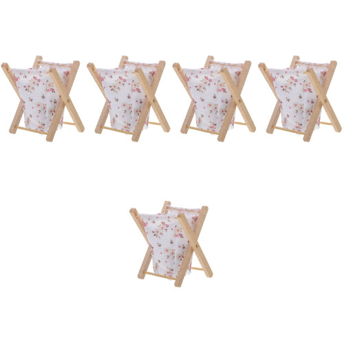 5Pièces Panier Pliable En Bois Multi Usage Pour Décor Miniature