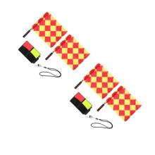 2Ensembles Ensemble Arbitre Football Drapeaux Vérifiés Sifflet Acier