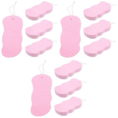 12Pièces Éponges De Bain Violettes Douces Double-Face Pratiques
