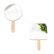 Miroir Ă main avec manche en bois, 18 x 18 cm (lot de 2)
