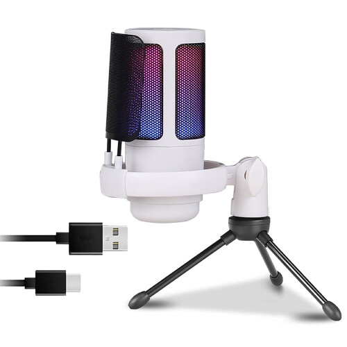 USB Condenser Microphone 192kHz Adjustable Lighting for Gaming and Streaming Podcasting Live Singing Mic Computer Mic