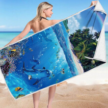 Lichtgewicht microvezel strandhanddoek, 76 x 152 cm, sneldrogend, zacht, tropische boho-print – geschikt voor zwembad en kamperen