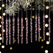 12PCS Clear Acrylic Crushed Ice Pendants, Icicle Christmas Decor for Tree, Window, Mantel – Compatible with Holiday Themes