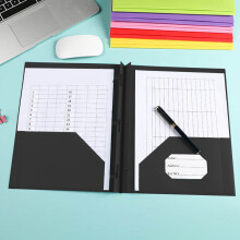 Cartelle portadocumenti in plastica nera resistente con tasche, formato lettera, impermeabili, durevoli – Compatibili con raccoglitori standard
