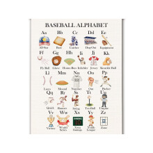 Baseball Room Decor for Boys – Sports ABC Alphabet Canvas Prints, Educational Wall Art for Kids' Bedroom, Dorm & Nursery