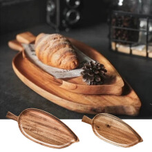 Leaf-Shaped Wooden Food Tray, Sturdy Serving & Storage Platter for Snacks, Fruit, Bread, Appetizers – Modern Decor, 1 Pc, Compatible with Home
