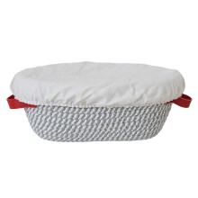 Cestino per lievitazione del pane Banneton rotondo e ovale da 25 cm con 2 fodere - Grigio chiaro, compatibile con la panificazione a lievitazione
