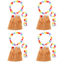 4Sets Luau Party Hawaïaanse Stro Rok Tropische Kransen Mix Kleuren
