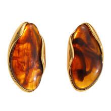 Orecchini geometrici di tendenza in resina per donna, in acciaio inossidabile, leggeri, con placcatura in oro 18 carati, gioielli eleganti.